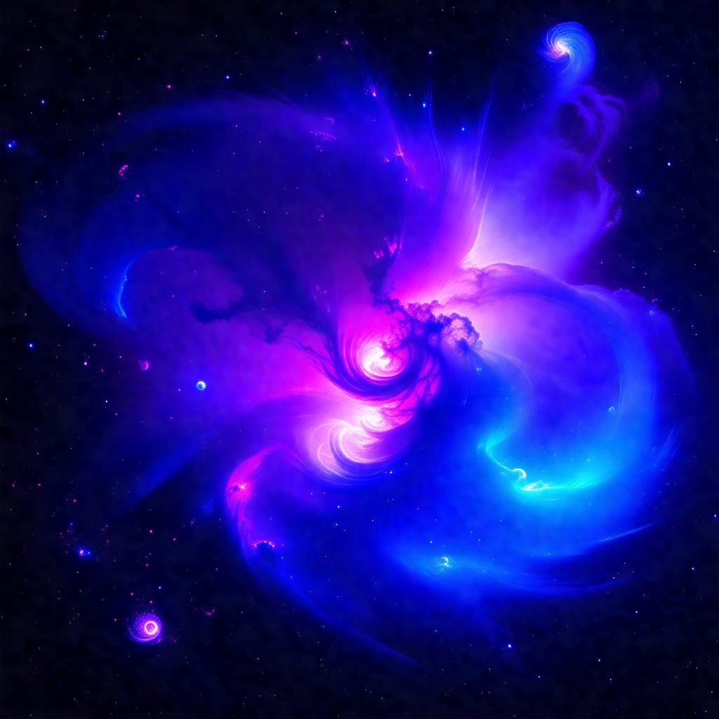 Purple and blue nebula, which is a cloud of gas and dust ...