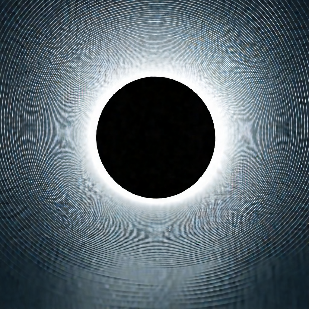 Black circle in the center, which is the sun