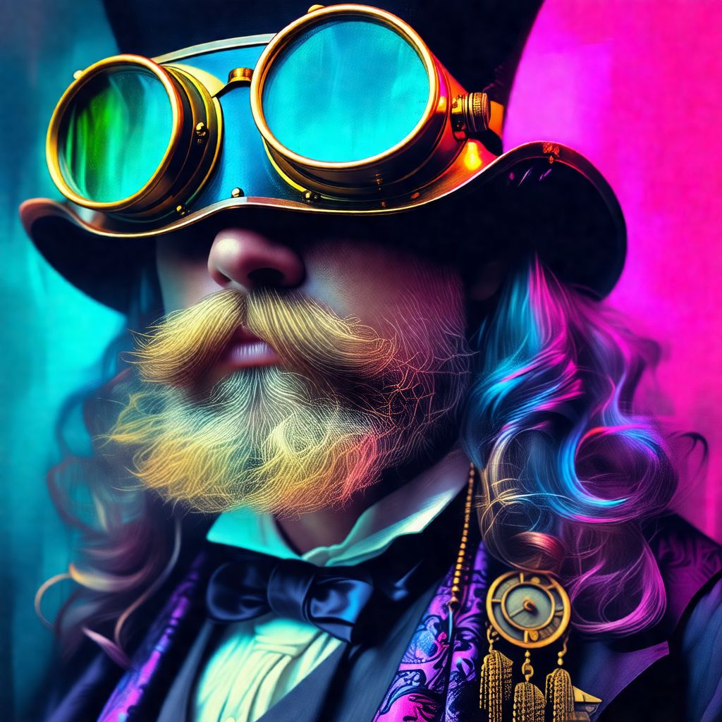 Man wearing a top hat and goggles, giving him a unique an...