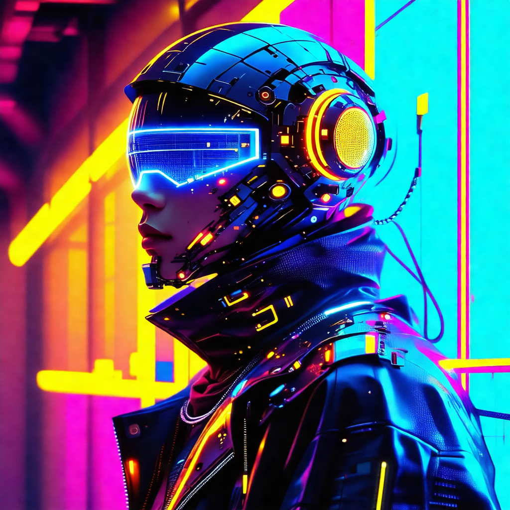 Man wearing a futuristic, high-tech outfit, which include...