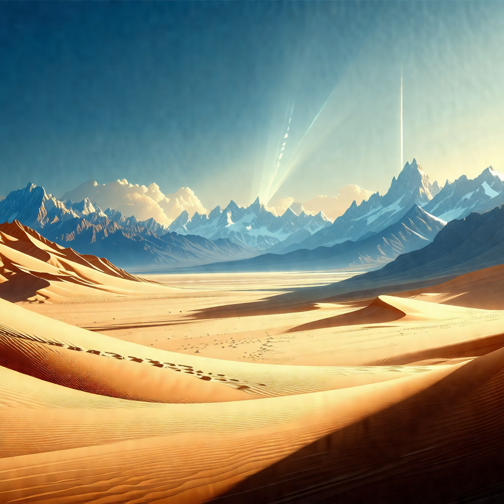Beautiful desert landscape with a mountain range in the b...