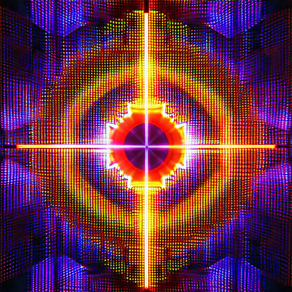 Close-up of a brightly colored, swirling pattern that res...