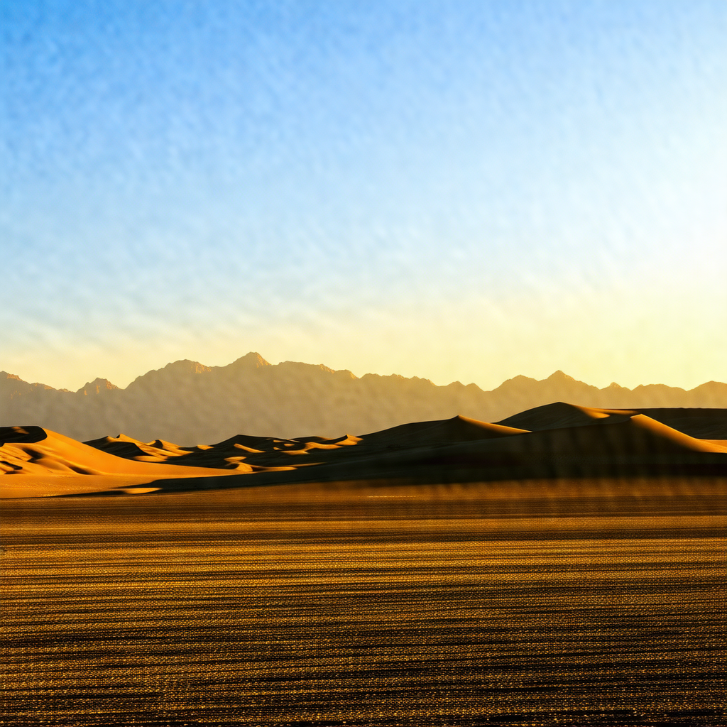 Beautiful desert landscape with a mountain range in the b...