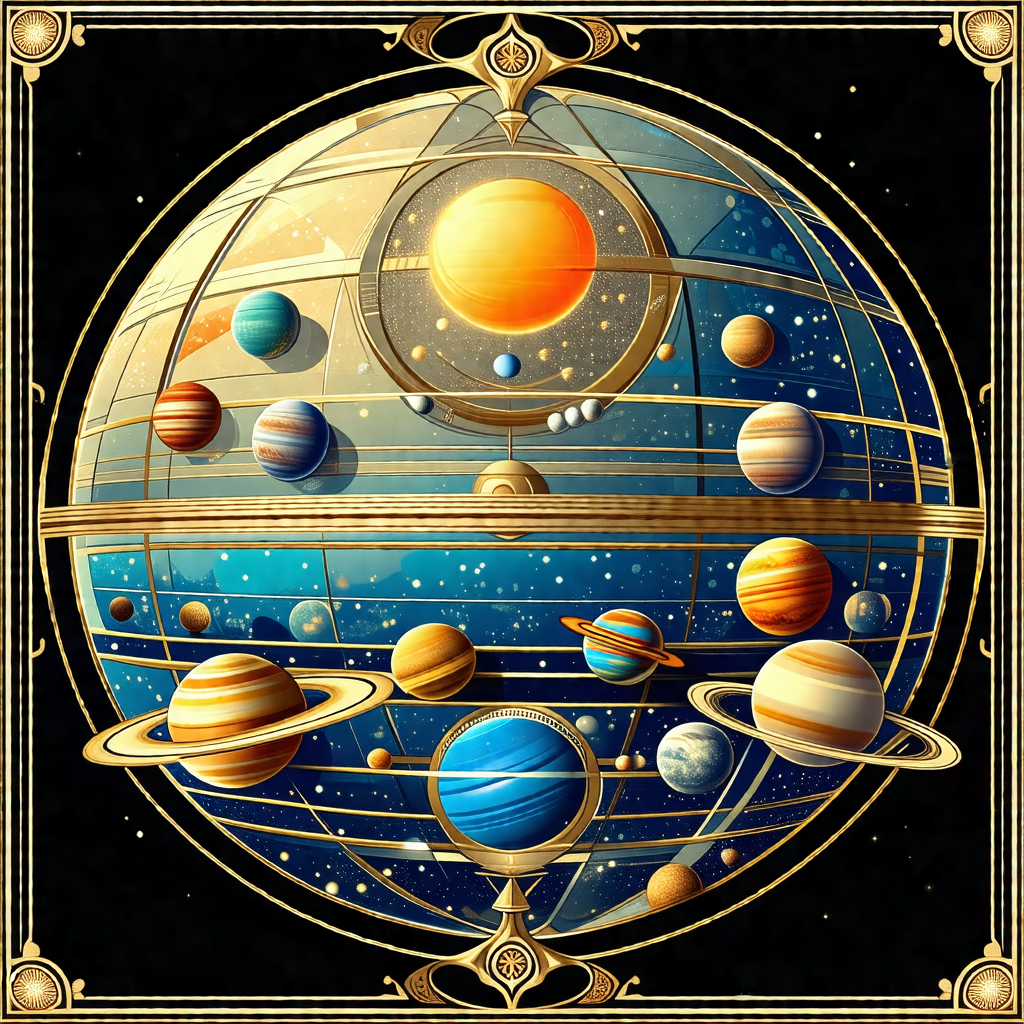 Colorful and detailed illustration of the solar system