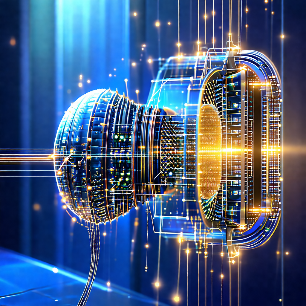 Futuristic-looking device with a blue background