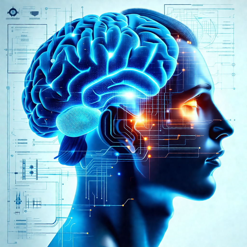 Close-up of a human head, with a focus on the brain and t...