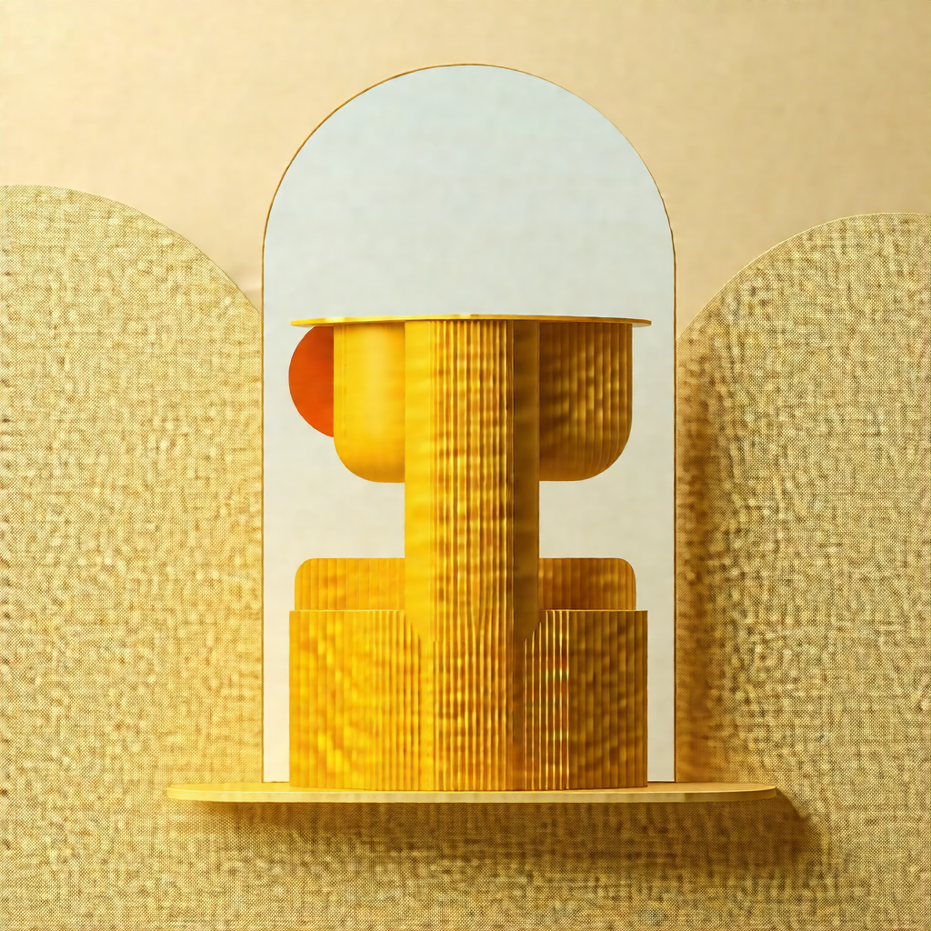 Yellow and brown sculpture, possibly a piece of art or a ...