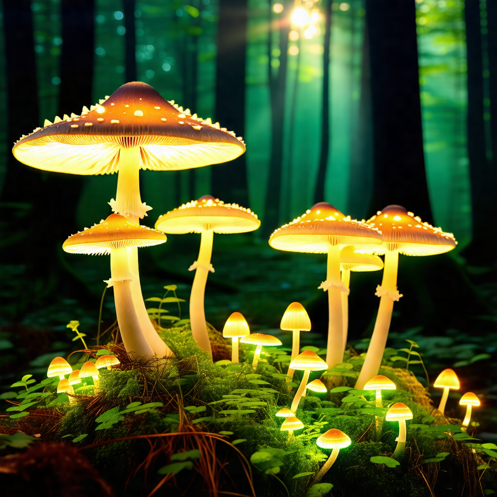 Group of mushrooms growing in a forest