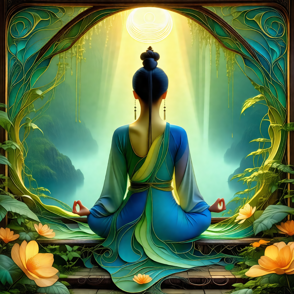 Woman sitting in a lotus position, with her legs crossed ...