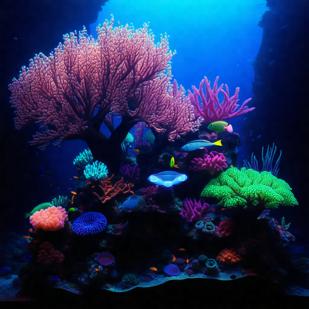 Vibrant underwater scene with a variety of colorful coral...