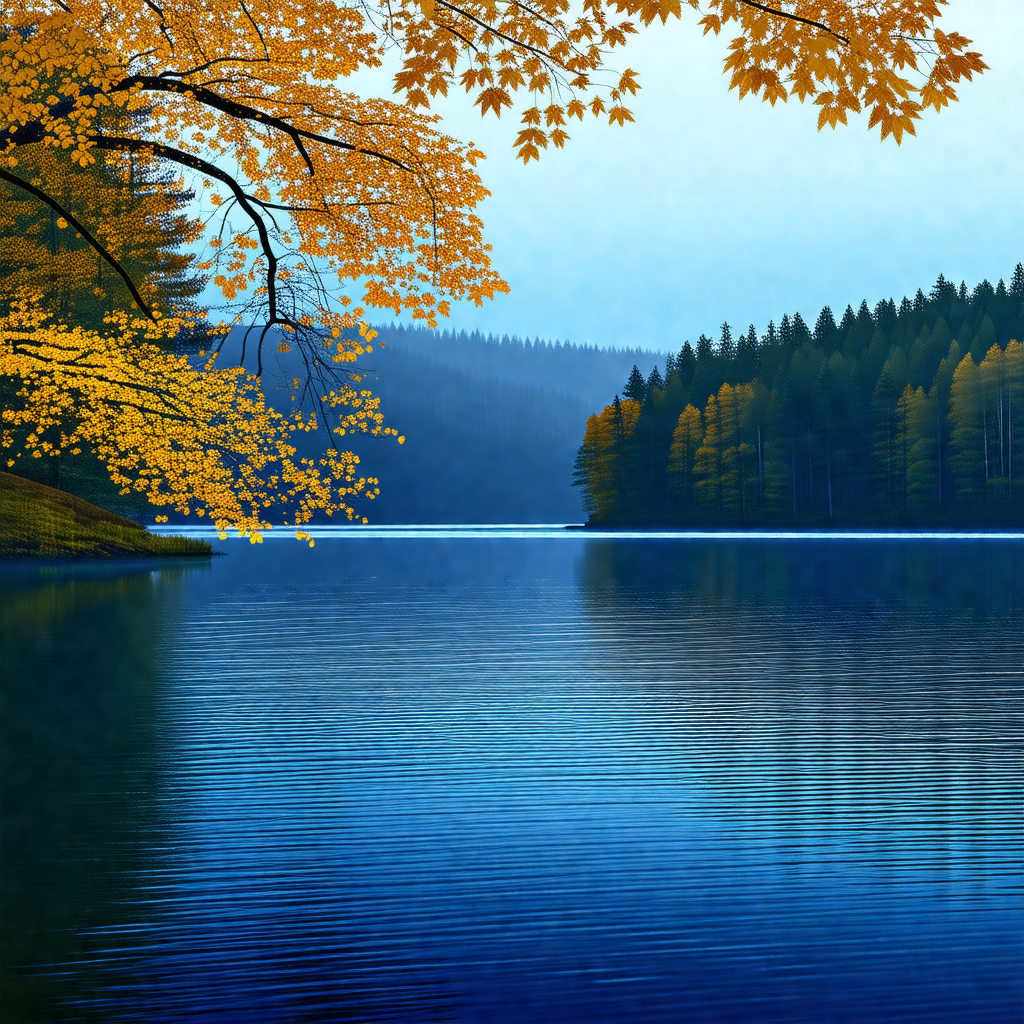Serene lake surrounded by trees