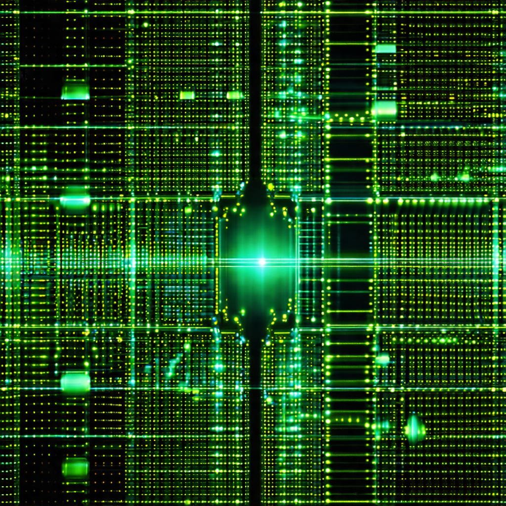 Close-up of a computer screen displaying a green and yell...