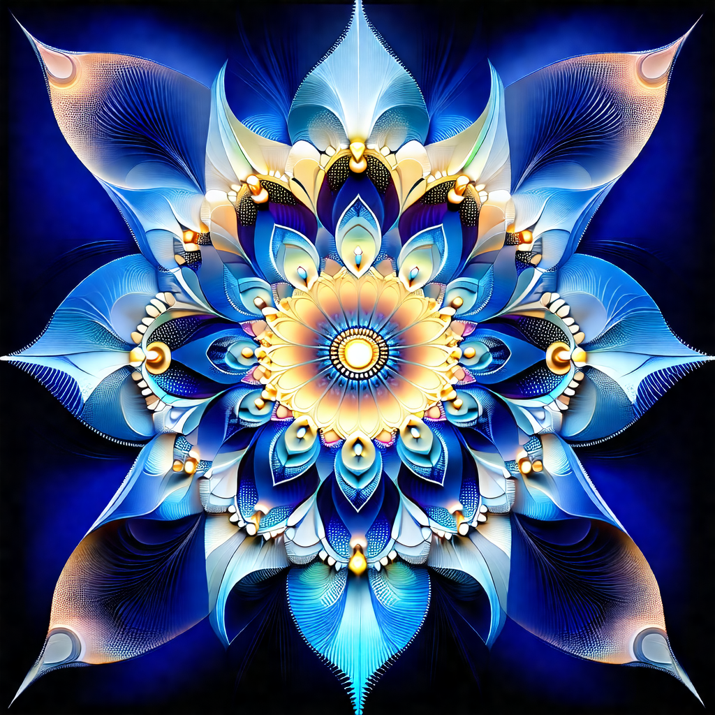 Beautiful blue and white flower with a yellow center