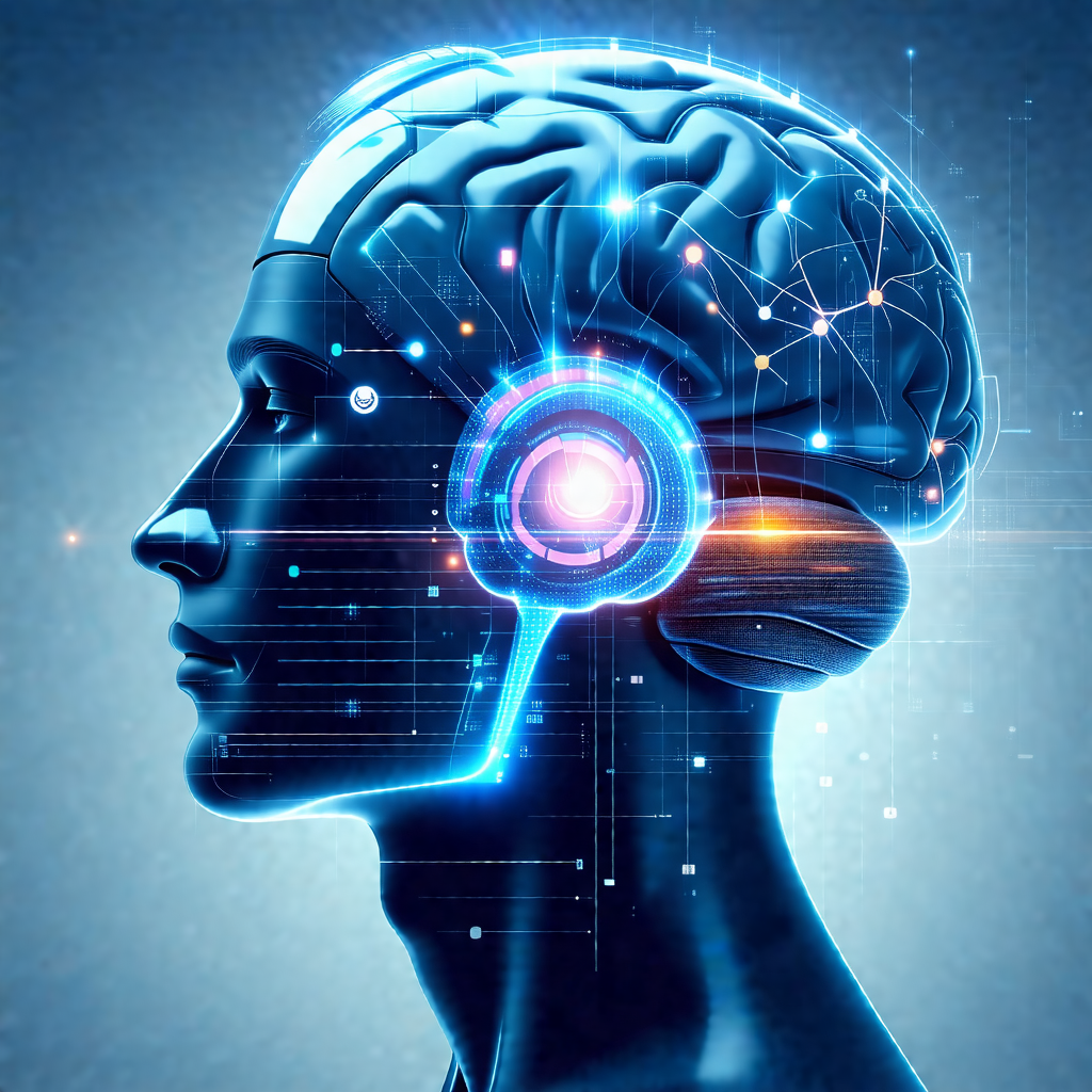Close-up of a human head with a blue and white hue