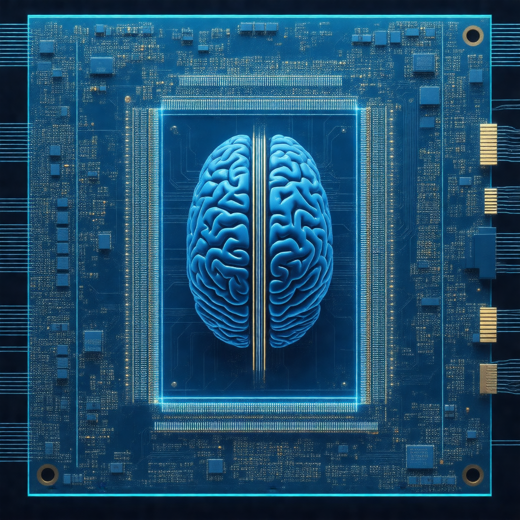Close-up of a computer chip with a blue background