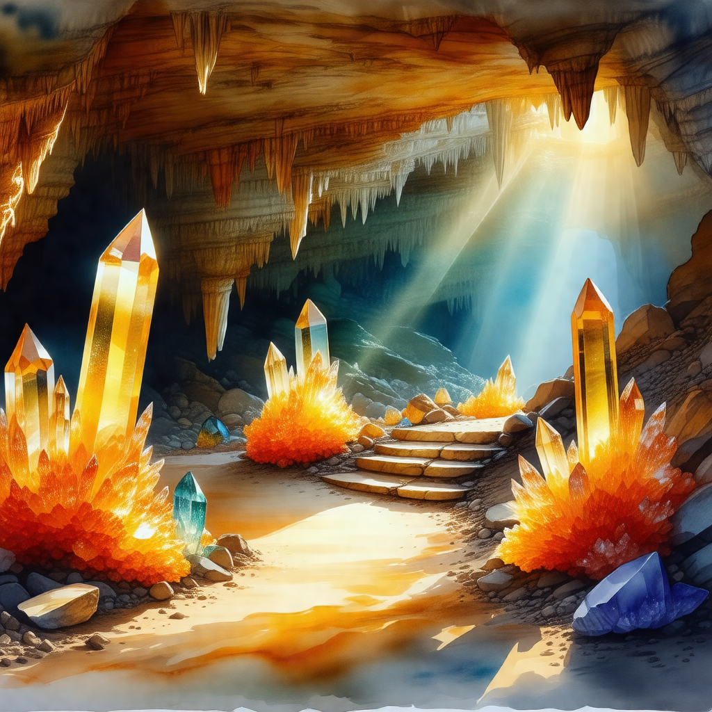 Cave with a dirt floor and a path leading through it