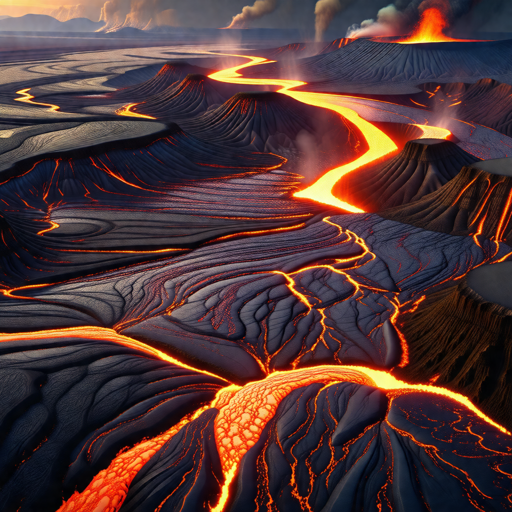 Breathtaking view of a volcanic landscape, with a river o...
