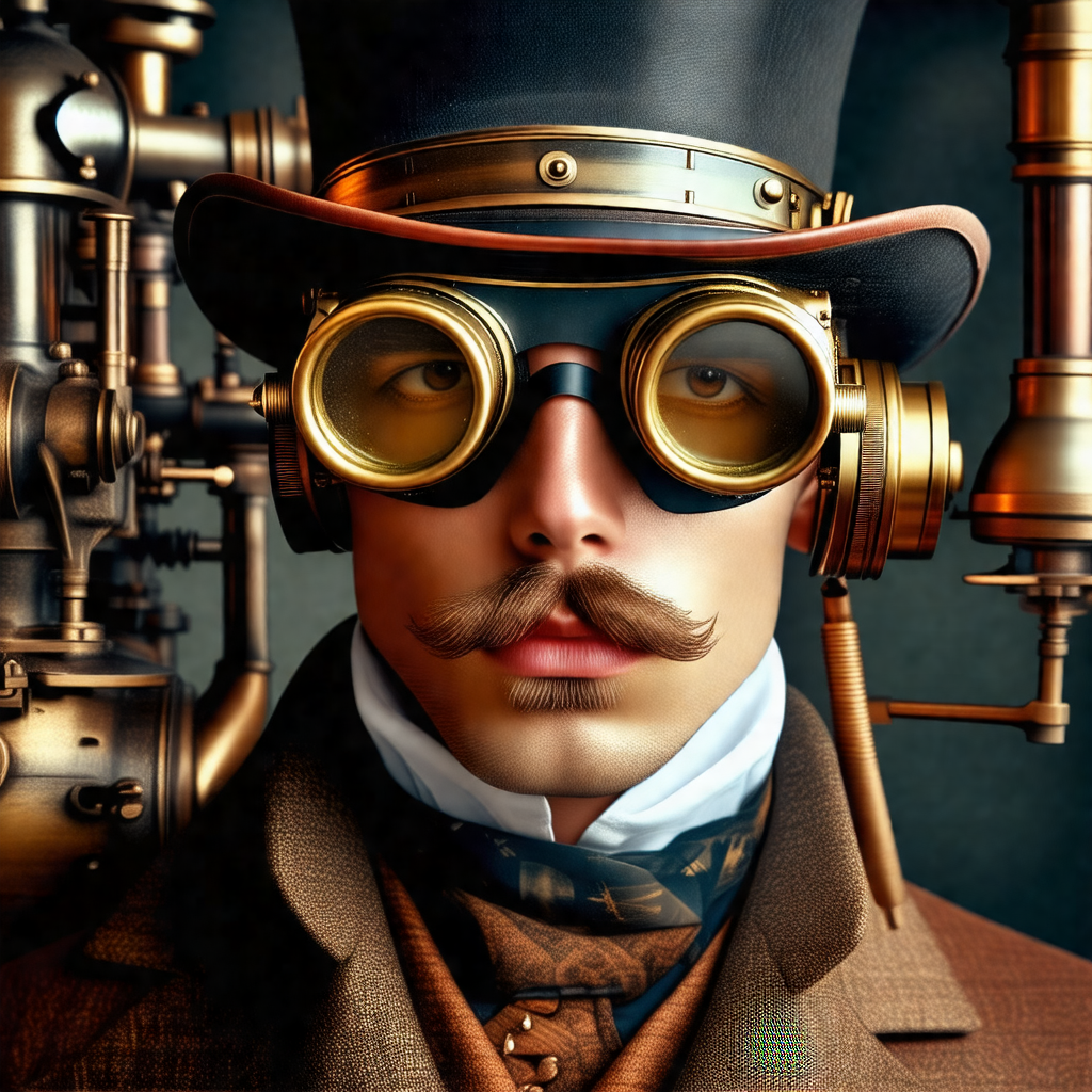 Man wearing a top hat and glasses, giving him a distincti...