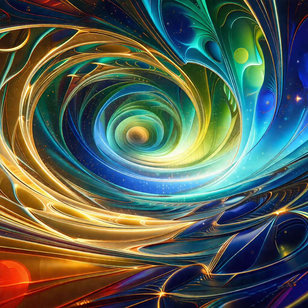 Vibrant and colorful painting of a spiral, featuring a mi...