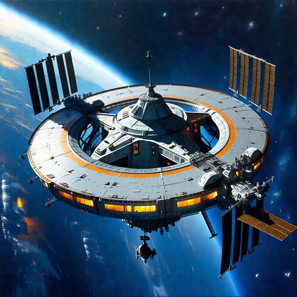 Futuristic spacecraft with a large dome on top, resemblin...