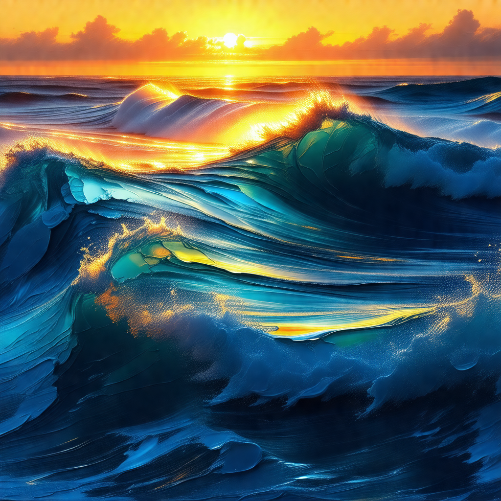Captures a beautiful sunset over the ocean, with the sun ...