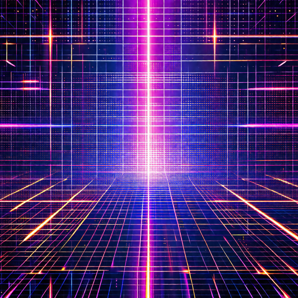 Close-up of a purple and blue grid pattern