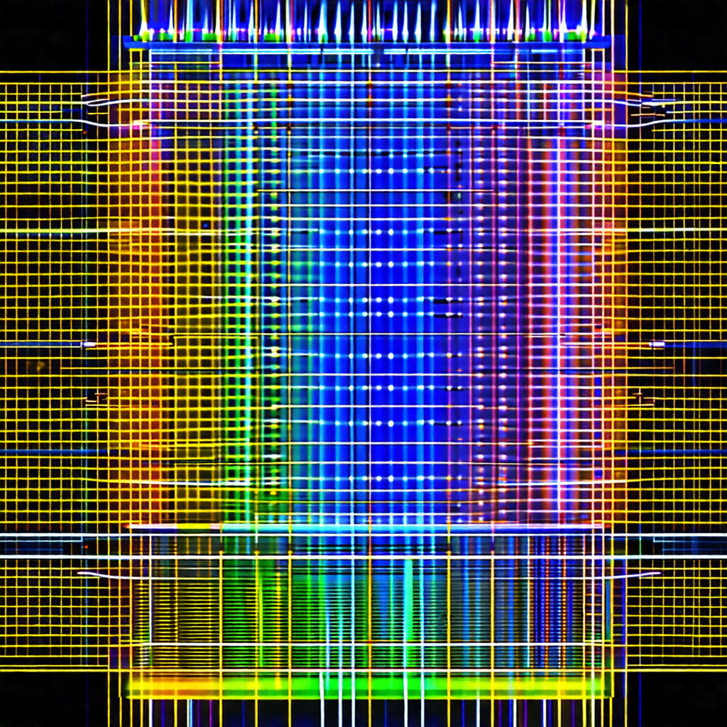 Colorful, abstract representation of a computer circuit b...