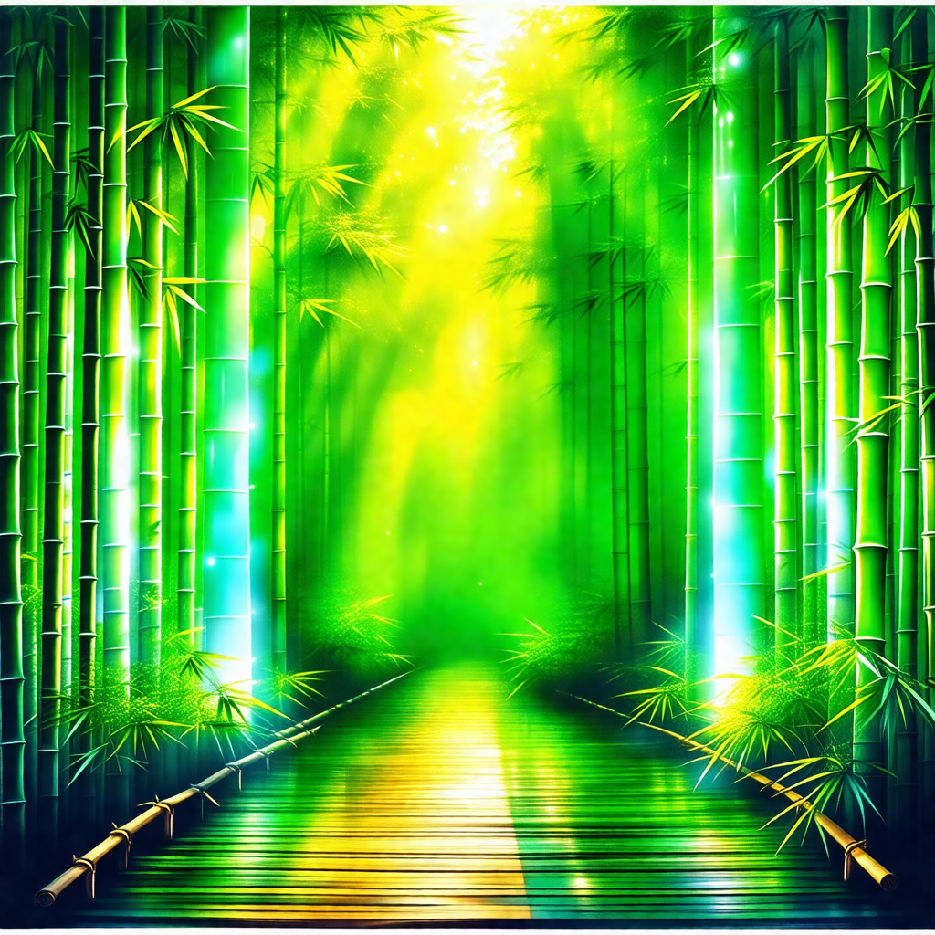 Pathway surrounded by lush green bamboo trees