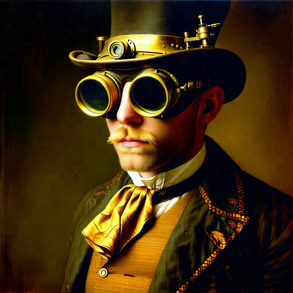Man wearing a top hat and glasses, giving him a distincti...