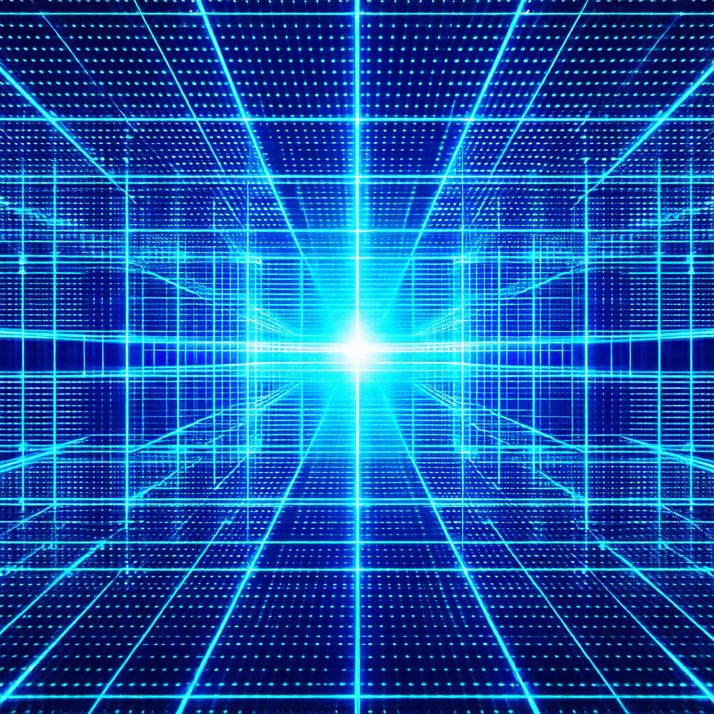Blue and white picture of a bright light, possibly a sun ...