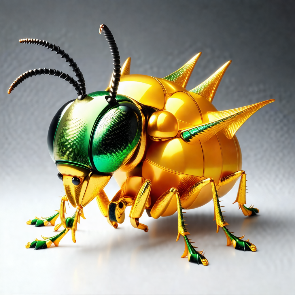 Gold and green insect, possibly a beetle, sitting on a wh...