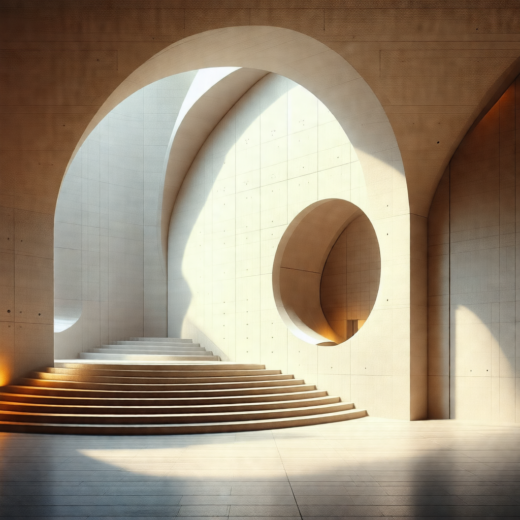 Large, modern building with a large, curved wall that app...