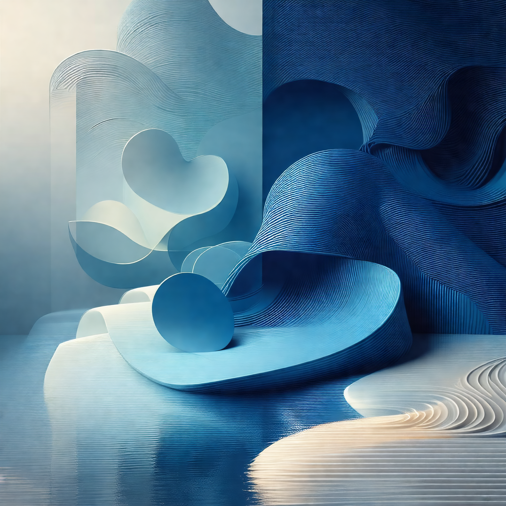 Blue and white sculpture, possibly a piece of art, situat...