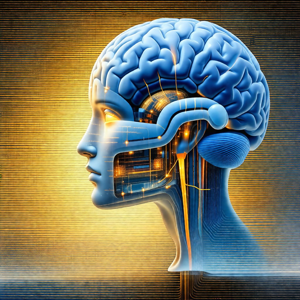 Close-up of a human head, focusing on the brain and its c...