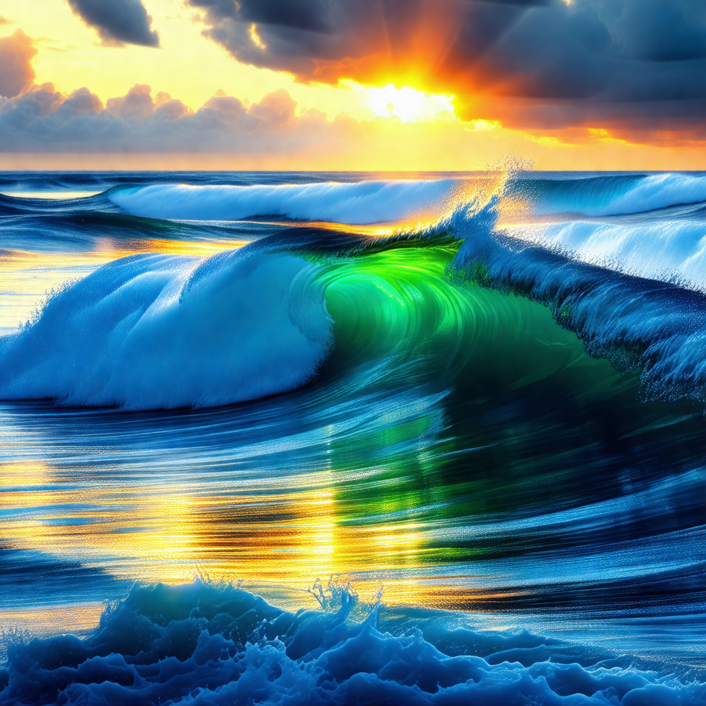 Large wave crashing into the ocean, creating a beautiful ...