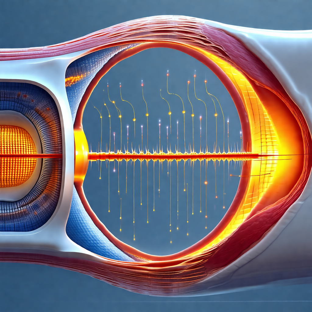 Close-up of a red and blue tube, which appears to be a pa...