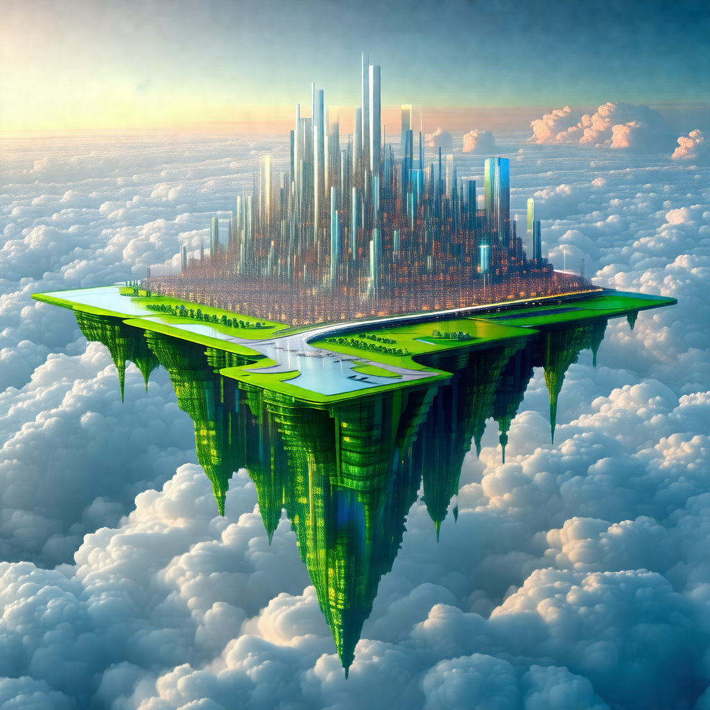 3d rendering of a cityscape, showcasing a futuristic metr...