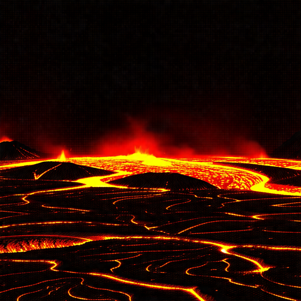 Breathtaking view of a volcanic landscape, with a red glo...