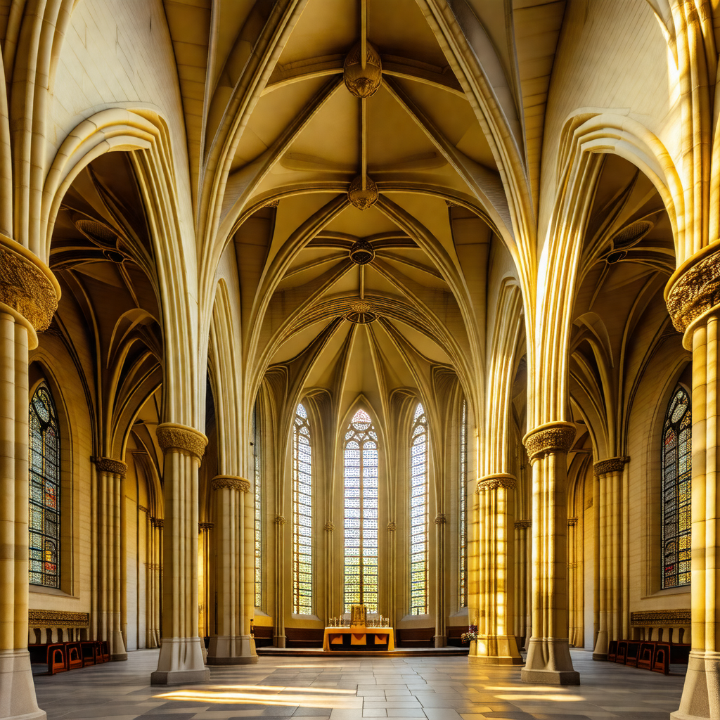 Large, ornate cathedral with a high vaulted ceiling