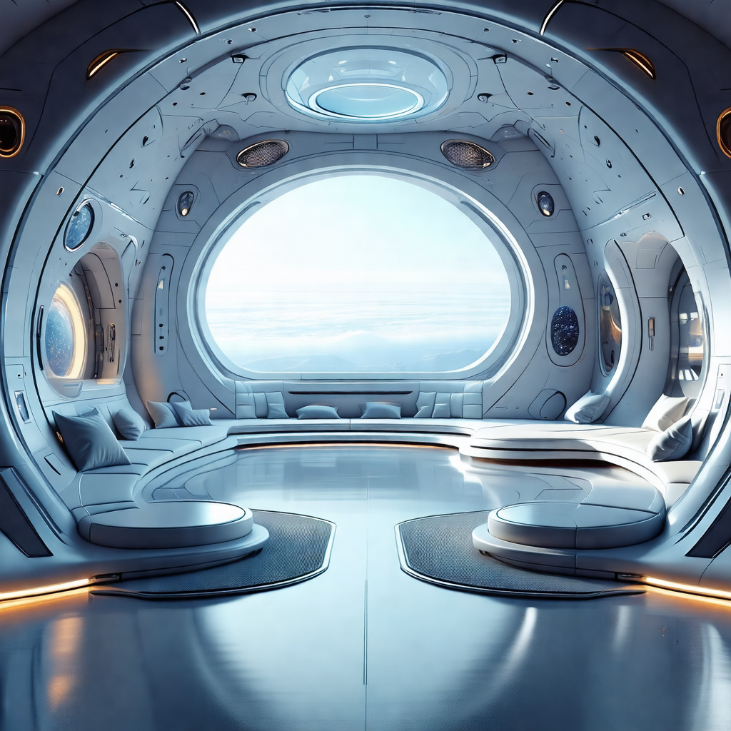Futuristic spacecraft with a large, round window that pro...
