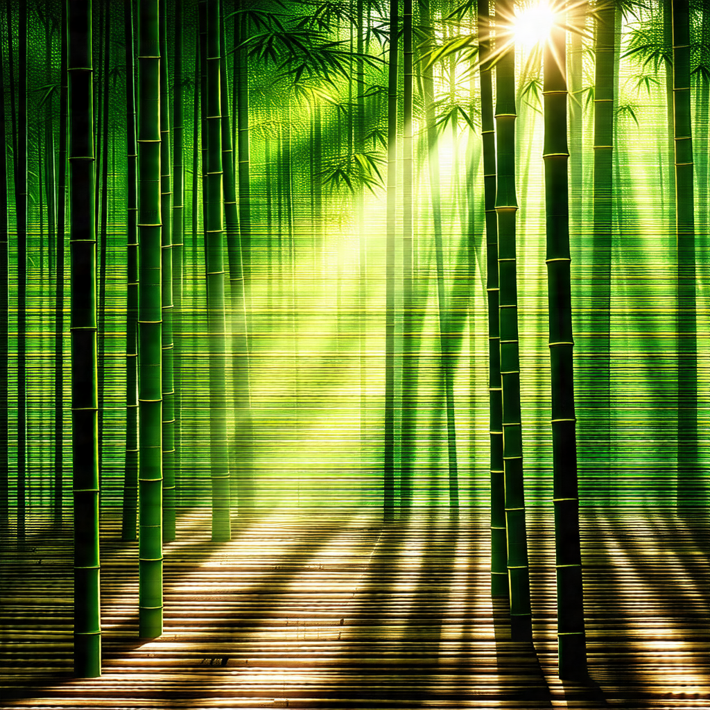 Serene forest scene with a sunlight shining through the t...