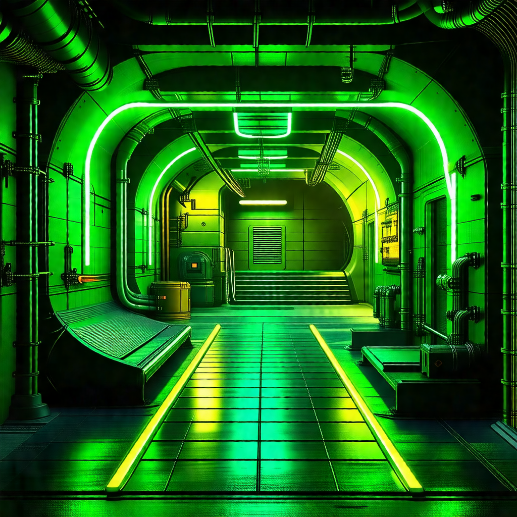 Computer-generated (cgi) rendering of a green tunnel