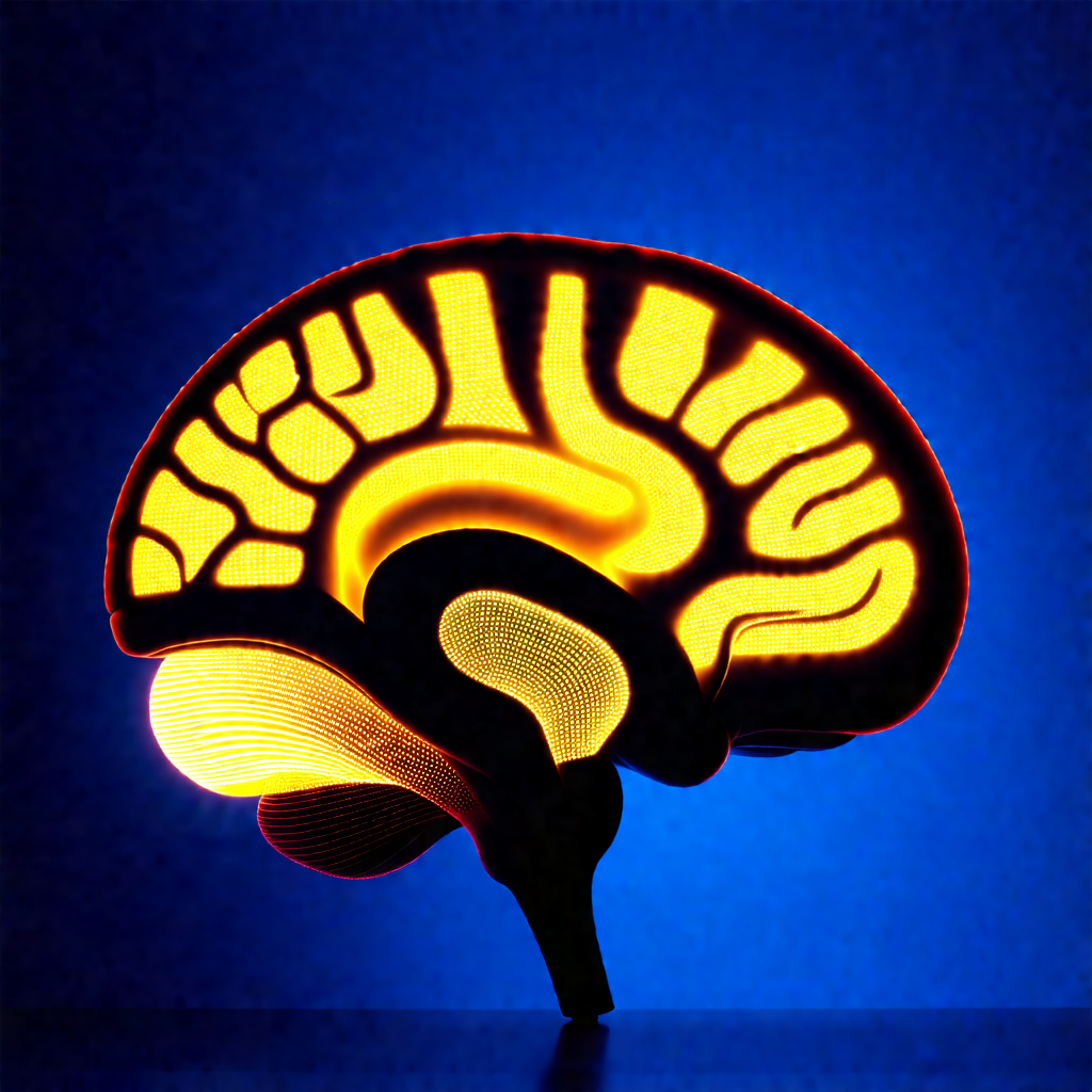 Close-up of a human brain, with the cranium and the cereb...
