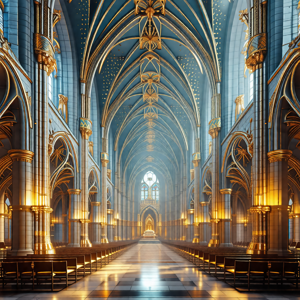 Large, ornate cathedral with a high vaulted ceiling