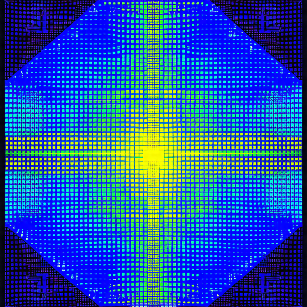 Close-up of a blue and yellow hexagonal pattern