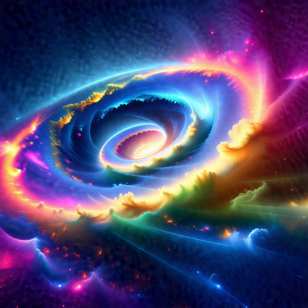 Vibrant and colorful spiral, reminiscent of a galaxy or a...