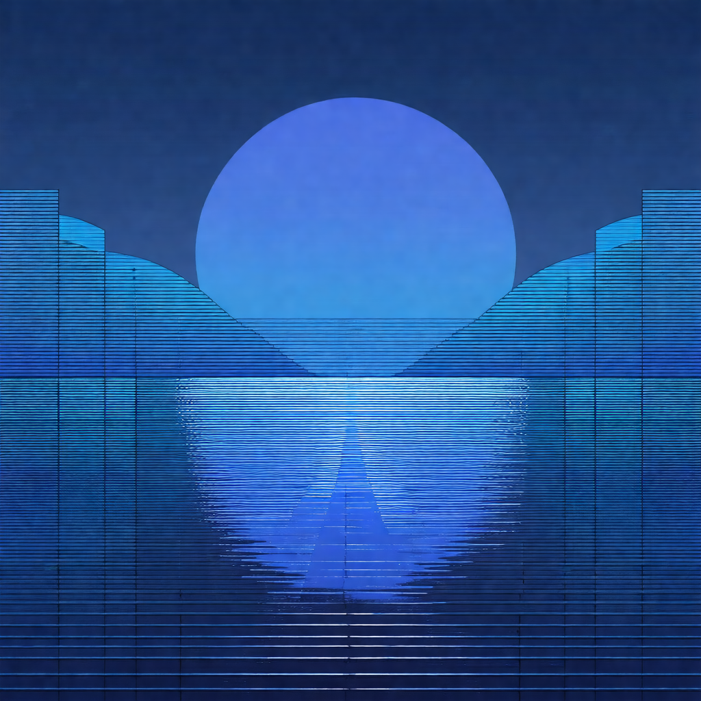 Large body of water with a beautiful blue sky above