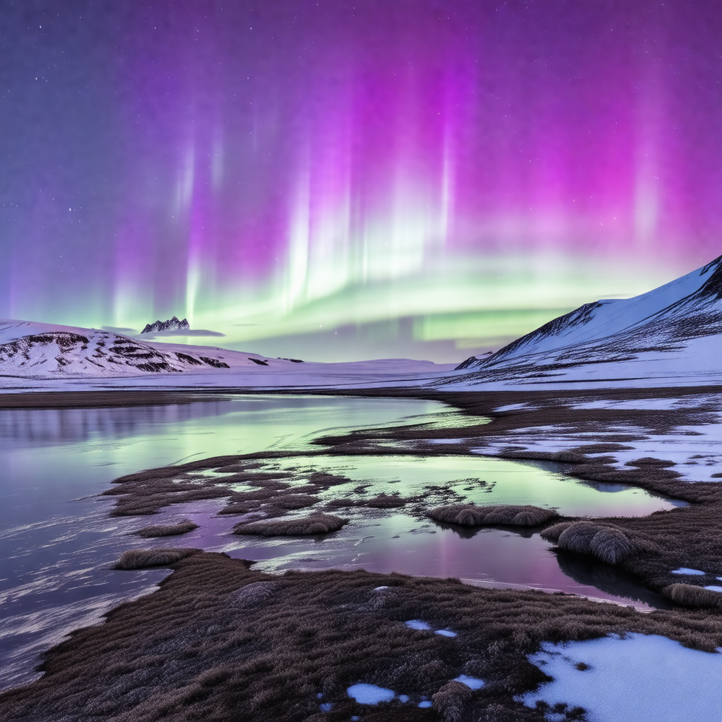 Captures a beautiful night scene with a purple sky and a ...