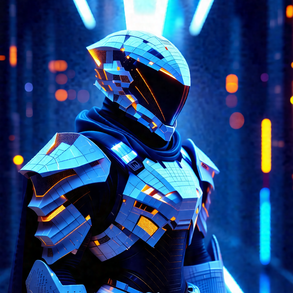Futuristic robot with a silver and black suit, standing i...