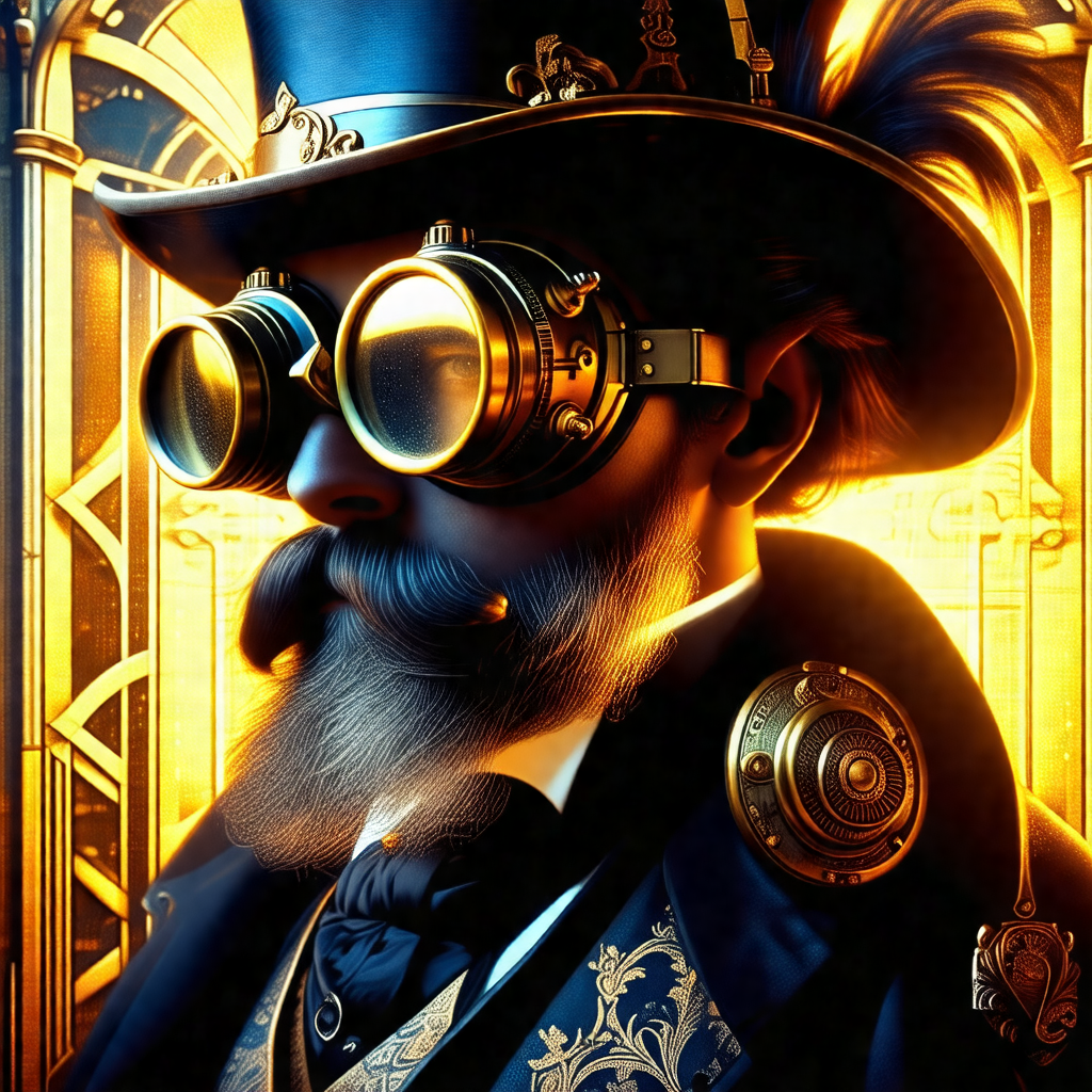 Man wearing a top hat and glasses, giving him a distincti...